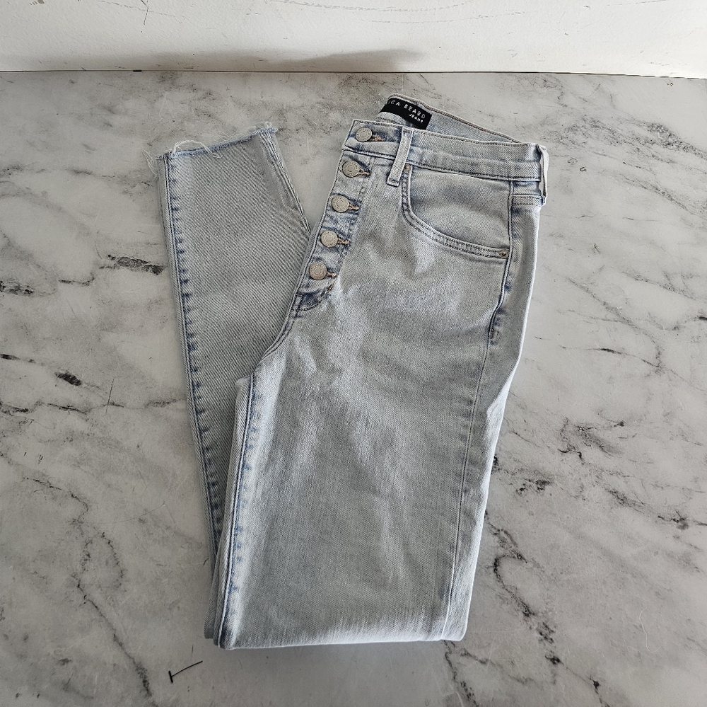 Light Blue High-Waisted Button Fly Jeans